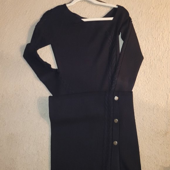 Black Off Shoulder Sweater Dress - Picture 5 of 5